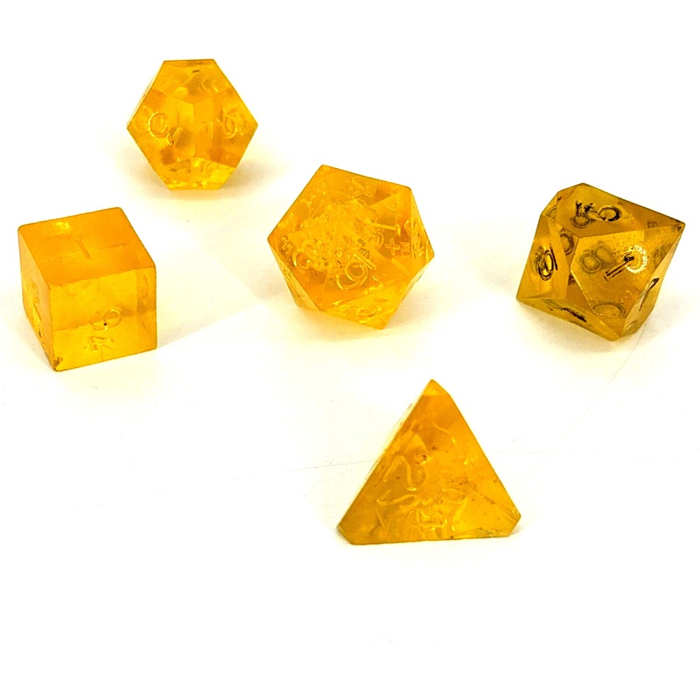 Vintage Topaz Color Gem‎ Dice 5 RPG D&D d4 d10 d20 Lot Gamescience